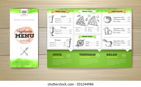 Vintage vegetarian food menu design. 
