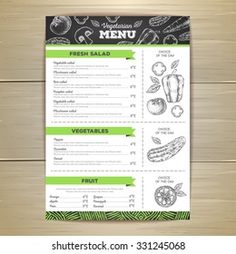 Vintage vegetarian food menu design. 