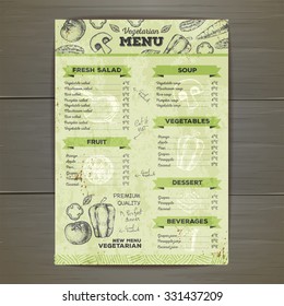 Vintage Vegetarian Food Menu Design. 