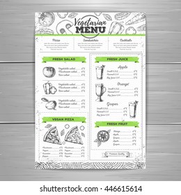 Vintage vegetarian menu design. Document template