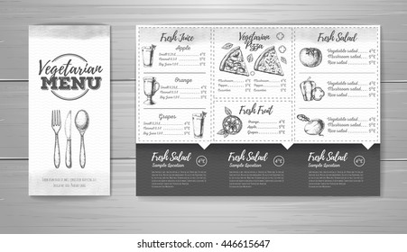 Vintage vegetarian menu design. Document template