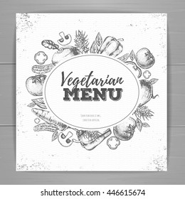 Vintage vegetarian menu design. Document template