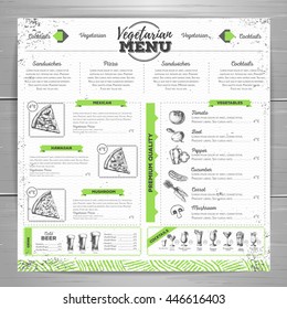 Vintage vegetarian menu design. Document template