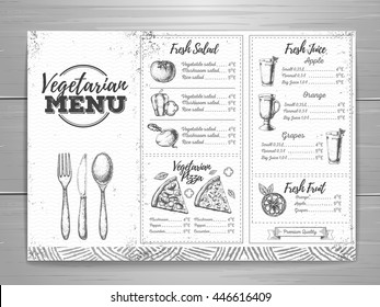 Vintage vegetarian menu design. Document template