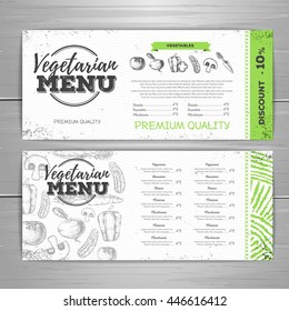 Vintage vegetarian menu design. Document template