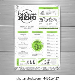 Vintage vegetarian menu design. Document template