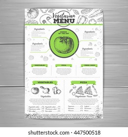 Vintage vegetarian menu design. Document template
