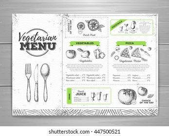 Vintage vegetarian menu design. Document template