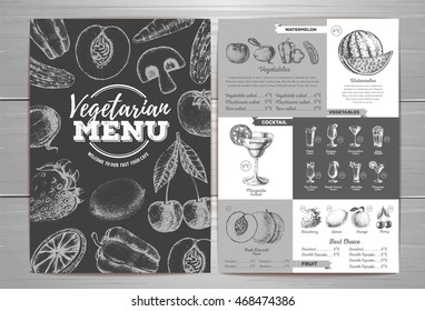 Vintage vegetarian menu design. Fresh fruit sketch