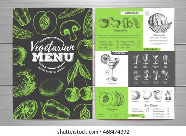 Vintage vegetarian menu design. Fresh fruit sketch