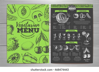 Vintage vegetarian menu design. Fresh fruit sketch