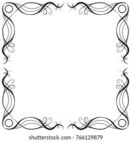 Vintage vertical square black frame on a white background. Isolated vector image.