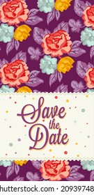 Vintage Vertical Wedding Invitation