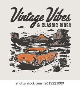 Vintage Vibes Classic Car Retro Ride American Style