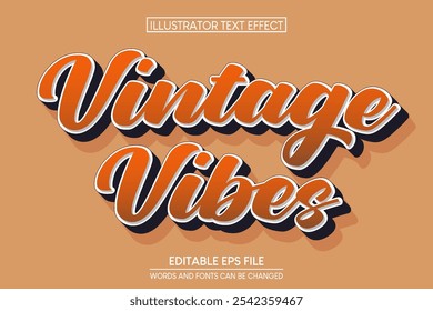 Vintage Vibes efeito de texto editável no estilo de tendência moderna