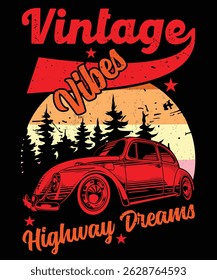Vintage Vibes Highway Dreams Graphic Design