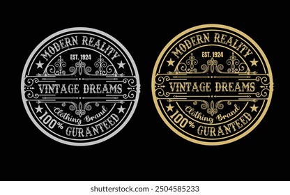 vintage vibes modern reality, t-shirt design logo
