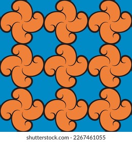 Vintage Vibrant Abstract Retro Seamless Pattern Based on Grid Bold and Colorful for Fabric, Wallpaper, wrapping paper, packaging, geometric shapes, floral motif in a bright and bold color palette. 