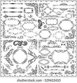 Vintage victorian art set isolated on white