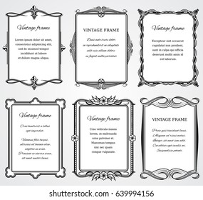Vintage victorian border frames vector set for certificate and book design