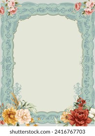 Vintage Victorian decorative floral frame for wedding invitation