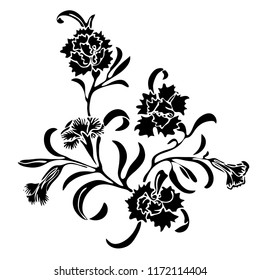 Vintage Victorian floral elements in black and white style.Design elements isolated on white backgroundare great for decorating business cards,advertising on paper,stickers,badges,bijouterie,tattoo.
