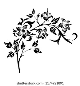 Vintage Victorian floral elements in black and white style.Design elements isolated on white backgroundare great for decorating business cards,advertising on paper,stickers,badges,bijouterie,tattoo.