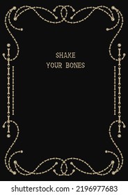 Vintage Victorian Frame Made Of Bones And Creepy Eyes. Good For Halloween, Dia De Muertos Holiday Decoration. Template For Menu, Poster, Invitation Etc