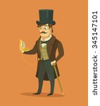 Vintage victorian gentleman. Vector flat illustration