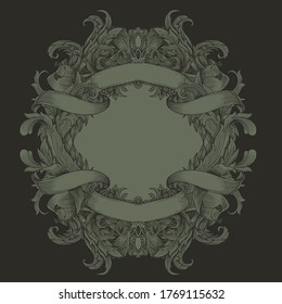 vintage Victorian heraldry with  flora ornament

