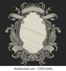 vintage Victorian heraldry with  flora ornament
