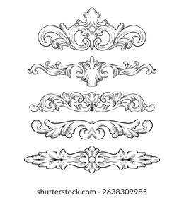 vintage victorian ornament collection with line art handdraw vector illustration
