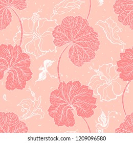 Vintage Victorian pattern with hand drawn leaves. Seamless ornament. Can be used for wallpaper, website background, textile, phone case print