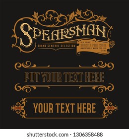 Vintage victorian vector element and text frames, allows you to create beautiful designs, headlines, posters, logo, badges, t-shirt, invitation, print, apparel, and more. Also best to use for headings
