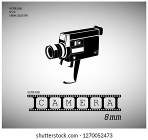 Vintage video camera 8mm. Vector illustration. - Vector Art