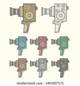 Vintage Video Camera in Different Colors