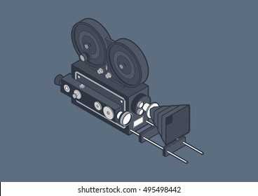 Vintage Video Camera Film Isometric Vector