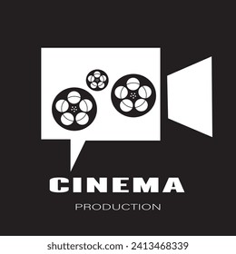 vintage video camera film for film production studio logo design. vector illustration