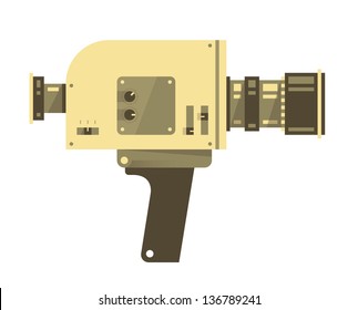 Vintage video camera isolated on white. Vector illustration.