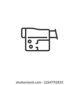 Vintage video camera line icon. linear style sign for mobile concept and web design. VHS camera outline vector icon. Symbol, logo illustration. Vector graphics