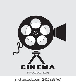 vintage video camera logo design for film, vector illustration