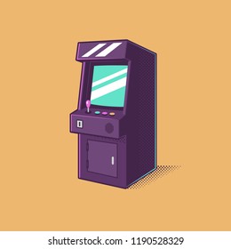 Vintage video games arcade machine vector illustration