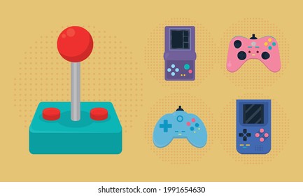 vintage video games on background