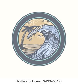 vintage view of ocean waves