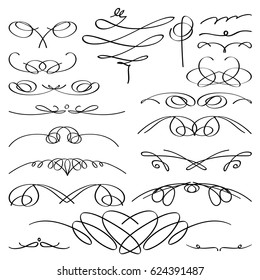 Vintage vignette set. Vector calligraphic collection.