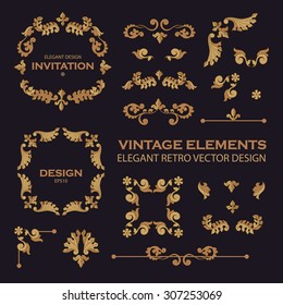 Vintage vignettes, badges & elements collection. Vector illustration.