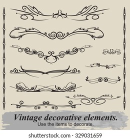 Vintage vignettes for decoration document.