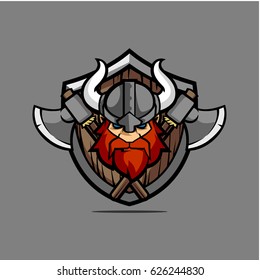 Vintage Viking With Shield Vector Stock