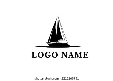 Vintage Viking Ship Boat Silhouette withLogo design