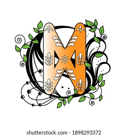 Vintage Viking sign, black and white rune tattoo depicting a symbol of financial prosperity, abundance, health and good luck on a floral printable background